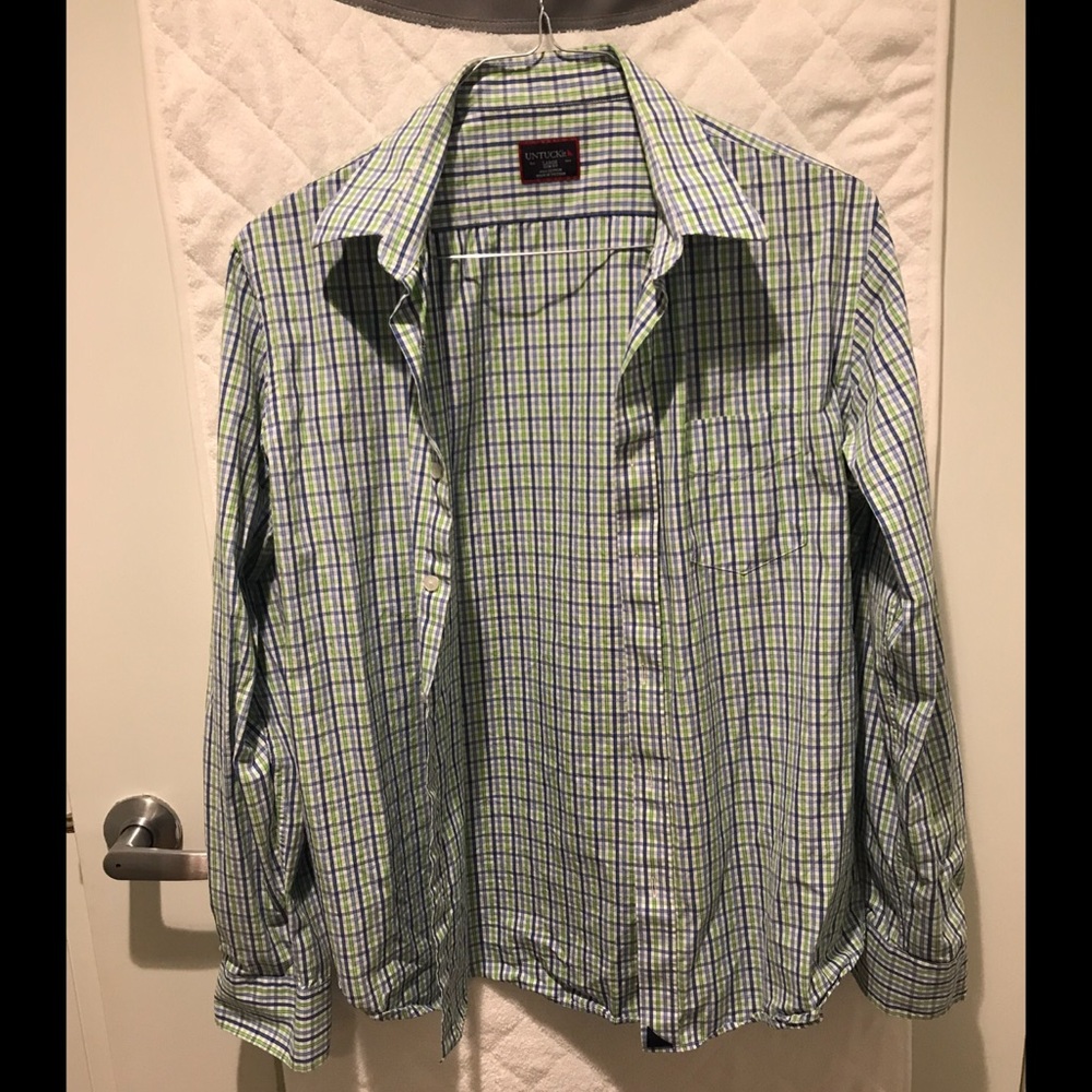 UNTUCKit Green & Blue Plaid Men’s Button Down